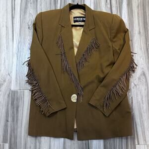 VTG Criscione NY Blazer Size Medium Brown Fringe Native American Button Western